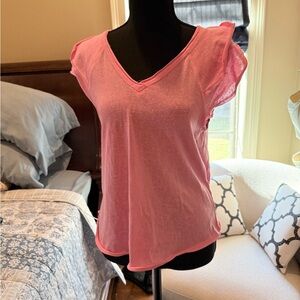 Chic Pink V-Neck Short Sleeve Top